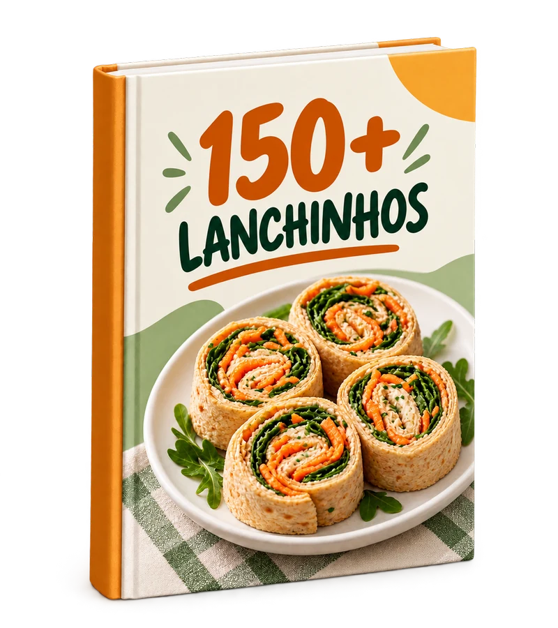 Mockup do Plano Básico com o livro de mais de 150 lanchinhos
